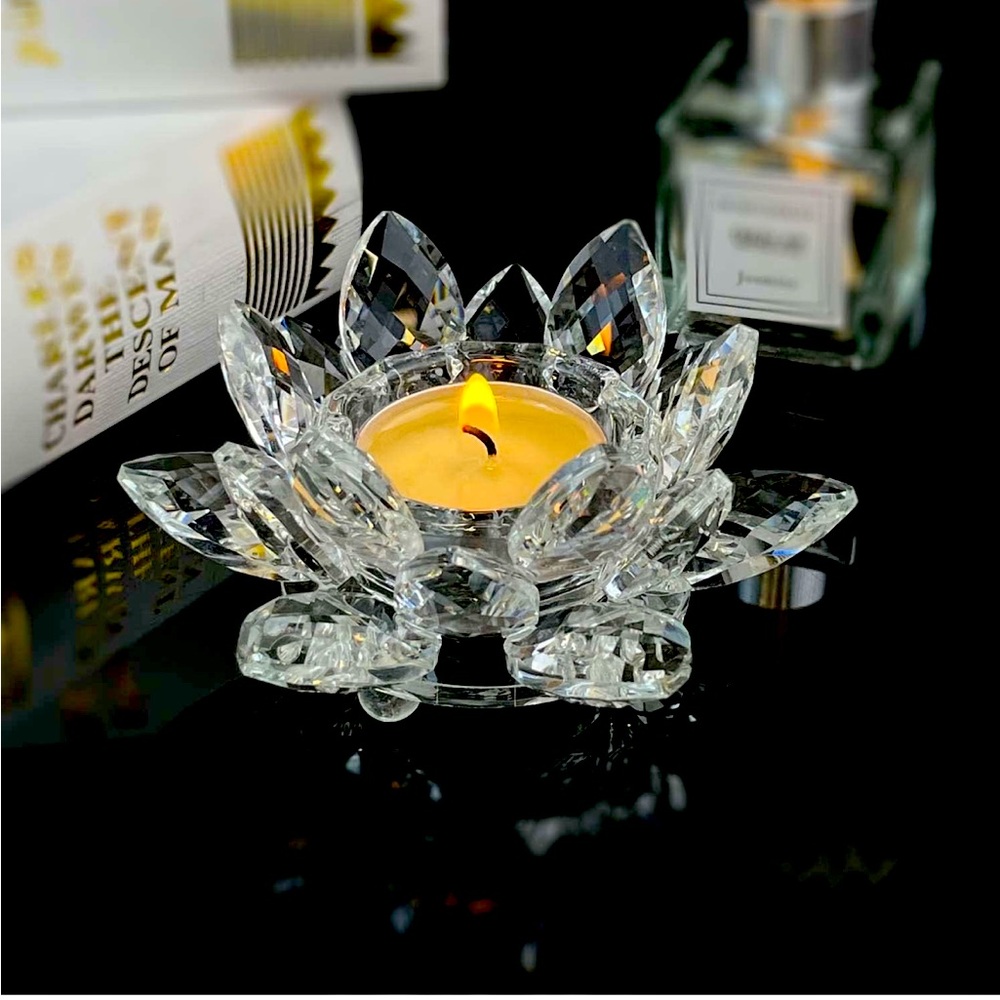 NIB 2- Crystal Lotus Candle Holders